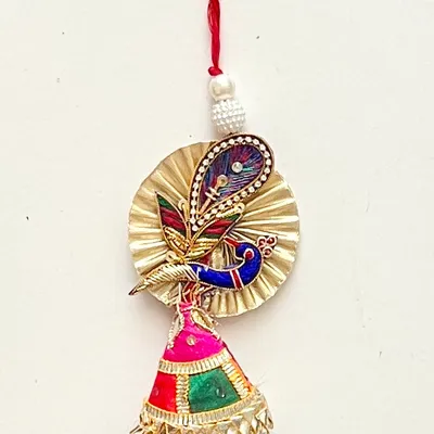 "Mayuri" Gota Patti Rakhi and Lumba Set