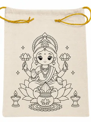 DIY Colouring Goddess Lakshmi Potli Bag