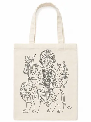 DIY Colouring Goddess Durga Tote Bag