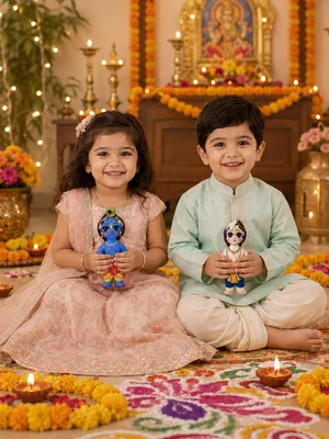 Lord Krishna and Lord Balram Plush Dolls