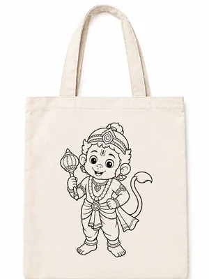 DIY Colouring Lord Hanuman Tote Bag