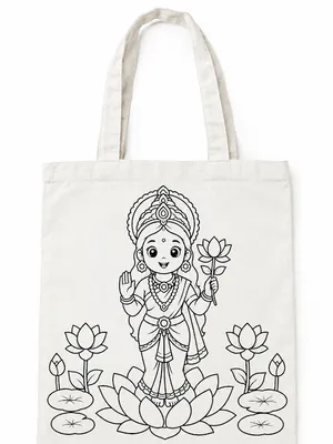 DIY Colouring Goddess Lakshmi Tote Bag