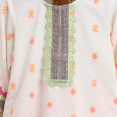 Cotton kurta with vertical stripes printed salwar