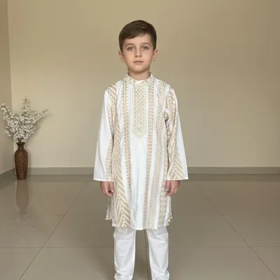 Cotton handloomed kurta with mulmul lining and Glaze Cotton pyjama