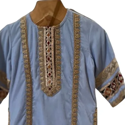 Velvet Light Blue kurta paired with  Salwar