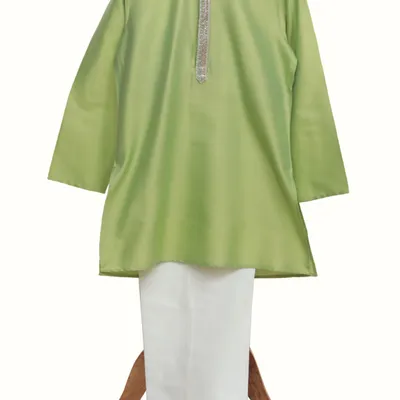 Silk Kurta with Glazed Cotton Pyjama