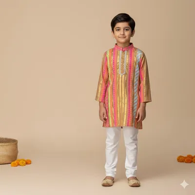 Handloom cotton kurta with Glaze Cotton Pyjama
