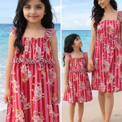 Printed cotton sleeveless dress