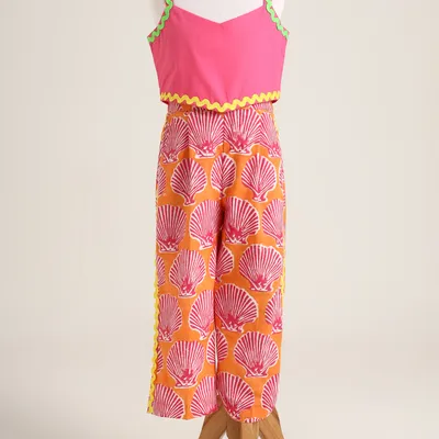 Cotton plain crop top with floral pants