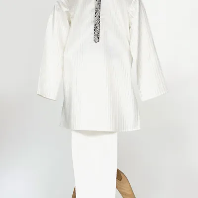 Silver Lurex Kurta with Glazed Cotton Pyjama