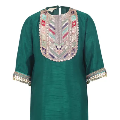 Raw Satin Kurta and Dhoti Pant