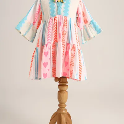Cotton Dress with Bell Sleeves