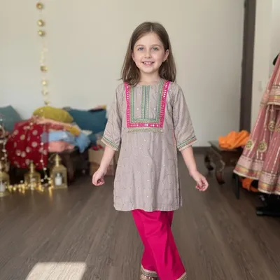 Silk kurta with embroidery and cotton silk salwar