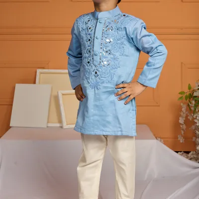 BLUE HAND EMBROIDERED KURTA SET5