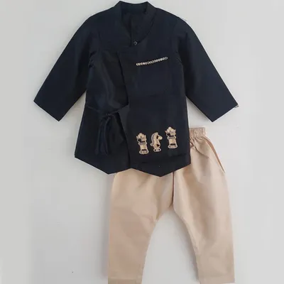 CHESS EMBROIDERED KURTA DHOTI PANT SET