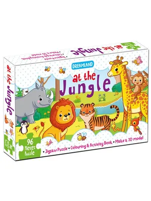 At the Jungle Jigsaw Puzzle for Kids – 96 Pcs | With Colouring & Activity Book and 3D Model
