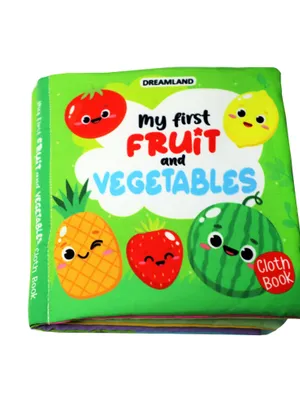 Baby My First Cloth Book Fruit and Vegetables with Squeaker and Crinkle Paper, Non-Toxic Early Educational Toy for Toddler, Infants