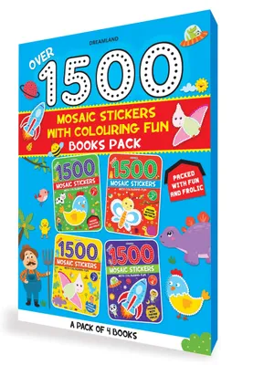 1500 Mosaic Stickers Books Pack - A Set of 4 Books Sticker Book for Kids Age