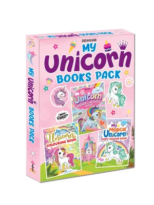 My Unicorn Books Pack - Unicorn Sticker and Activity Book, Copy Colour and Colouring Books