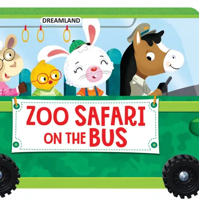 Zoo Safari on the Bus- A Shaped Board book with Wheels