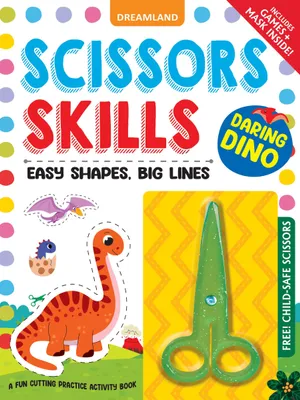 Daring Dino Scissors Skills Activity Book for Kids Age 4 - 7 years | With Child- Safe Scissors, Games and Mask
