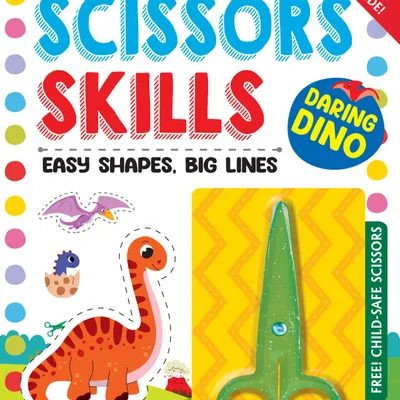 Daring Dino Scissors Skills Activity Book for Kids Age 4 - 7 years | With Child- Safe Scissors, Games and Mask