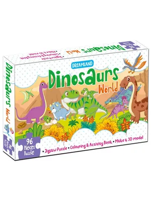 Dinosaurs World Jigsaw Puzzle for Kids – 96 Pcs | With Colouring & Activity Book and 3D Model