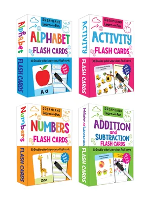 Flash Cards Pack- Alphabet, Numbers, Addition and Subtraction, Activity, 120 Flash Cards with Free Pen