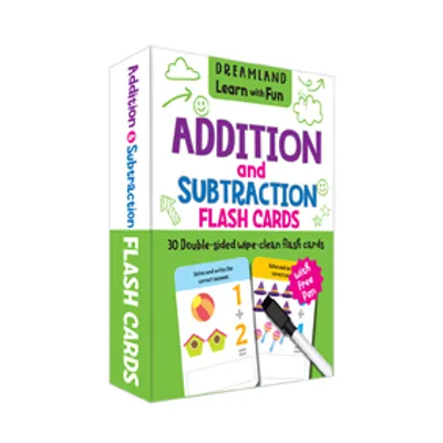 Flash Cards Addition and Subtraction - 30 Double Sided Wipe Clean Flash Cards for Kids (With Free Pen)