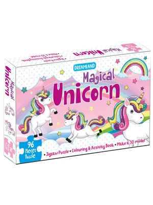 Magical Unicorn Jigsaw Puzzle for Kids – 96 Pcs | With Colouring & Activity Book and 3D Model