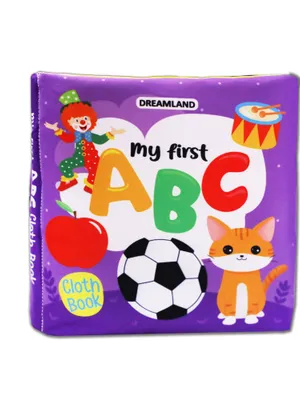 Baby My First Cloth Book ABC with Squeaker and Crinkle Paper, Non-Toxic Early Educational Toy for Toddler, Infants