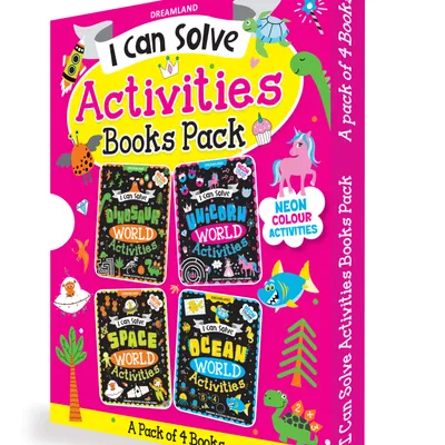 I Can Solve Activities Pack- A Set of 4 Books - I Can Solve Activity Book for Kids Age 4- 8 Years | With Colouring Pages, Mazes, Dot-to-Dots