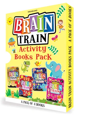 Brain Train Activity Books Pack- A Set of 4 Books - With Colouring Pages, Mazes, Puzzles and Word searches Activities