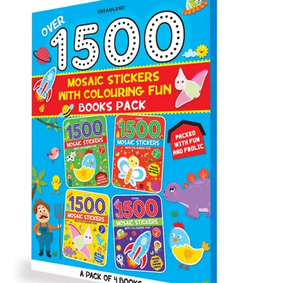 1500 Mosaic Stickers Books Pack - A Set of 4 Books  Sticker Book for Kids Age 4 - 8 years