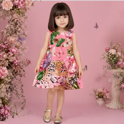 Pinkcow Pink Floral Leopard Print Sleeveless A-Line Dress - Pink