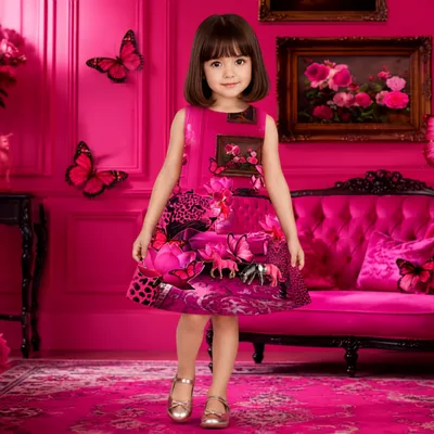 Pinkcow Neon Pink Floral Leopard Print Sleeveless A-Line Dress - Neon Pink
