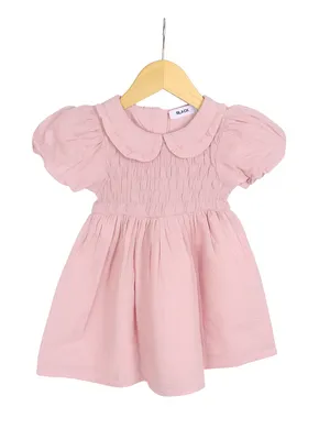 Frockwala Blush Pink Smocked Cotton Frock