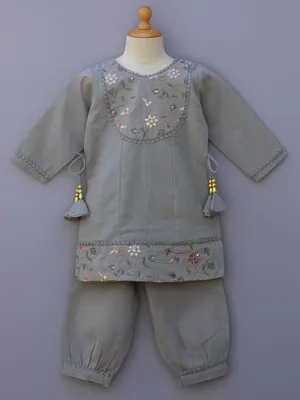 Premium Embroidered Baby Girl Kurti Pant Set | Soft Cotton Ethnic Wear