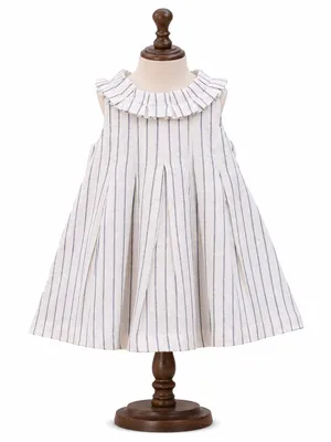 Premium White & Blue Striped Linen dress
