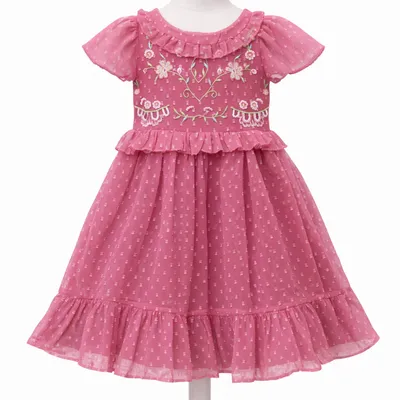 Girls Embroidered Party Wear Frock – Soft, Elegant & Princess-Style Outfit
