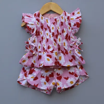 Pink Daisy Printed Cotton Co-ord Set