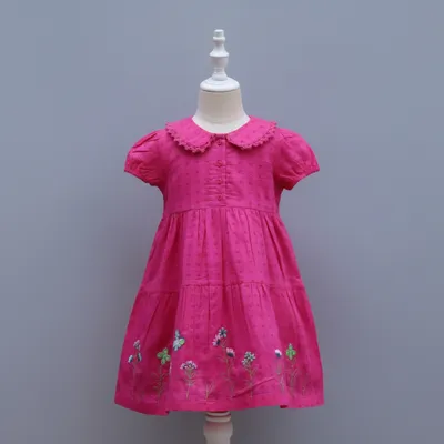Embroidered Floral Hem & Peter Pan Collar.