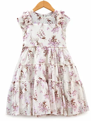 Frockwala Girls Floral Layered Cotton Dress – Elegant Frill Style