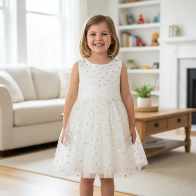 White & Gold heart Polka Party