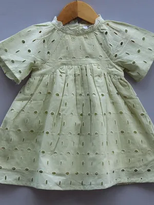 Pastel Green Cotton Eyelet Frock