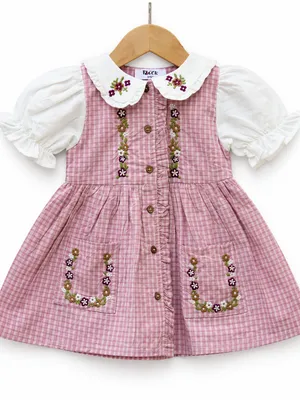 Embroidered Frock with Puff Sleeves