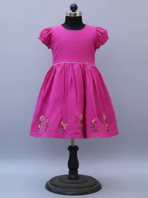 Pink Embroidered Frock | Soft & Comfortable