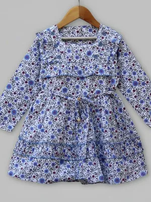 Full-Sleeve Floral Cotton Frock