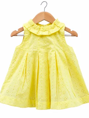 Yellow Sleeveless Cotton Frock