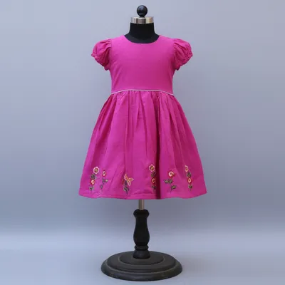 Pink Embroidered Frock | Soft & Comfortable